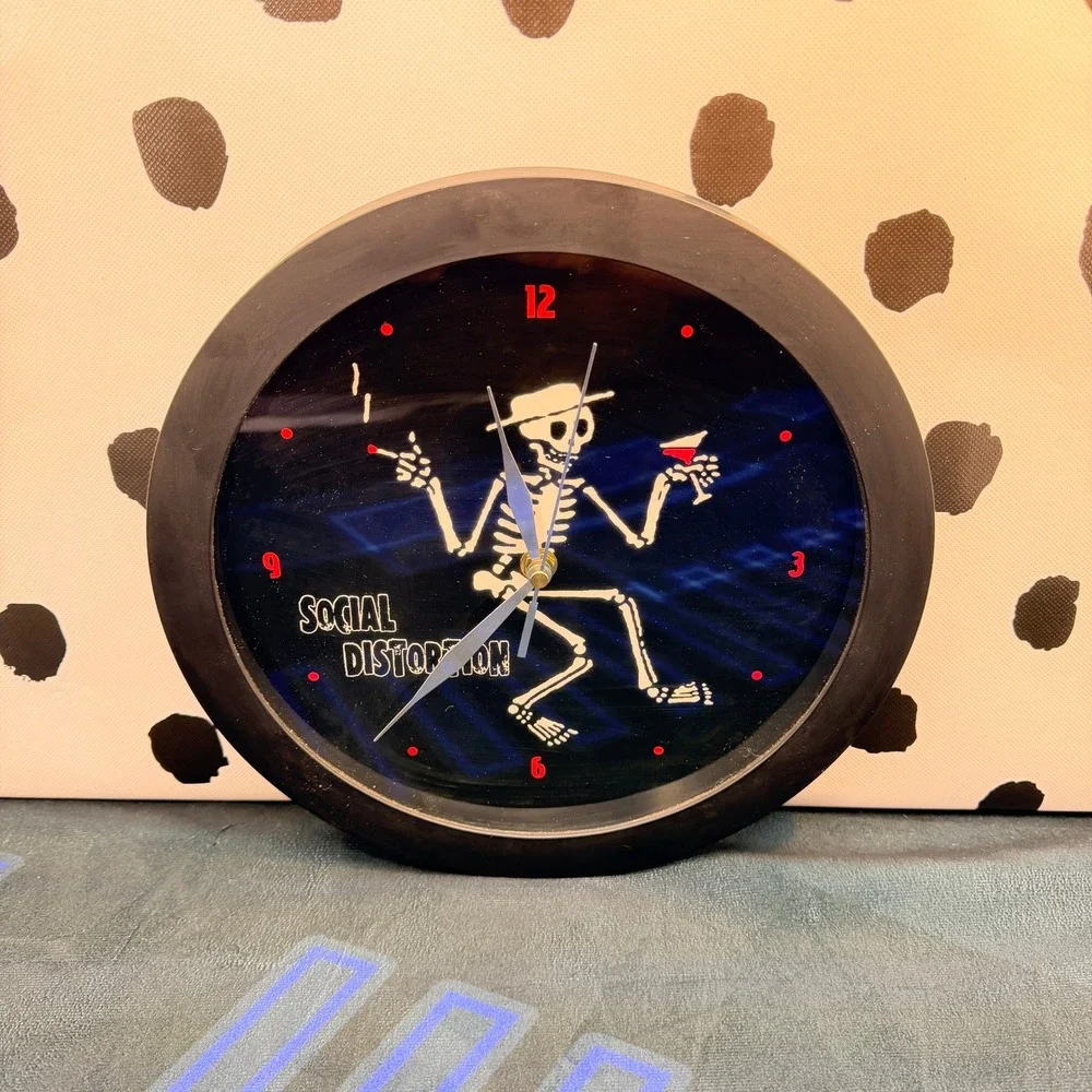 Social Distortion Wall Clock 10 Inch Black Skeleton Skelly Logo Punk Rock Band